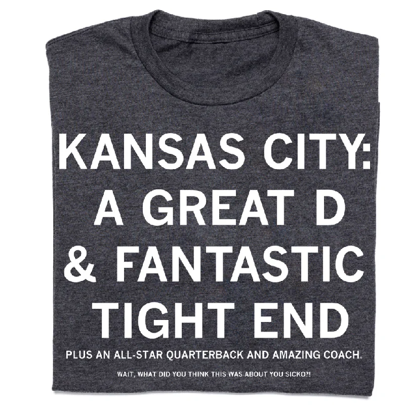 Brightly Colored T-Shirt for Vibrant Looks-KC: Great D and Fantastic Tight End