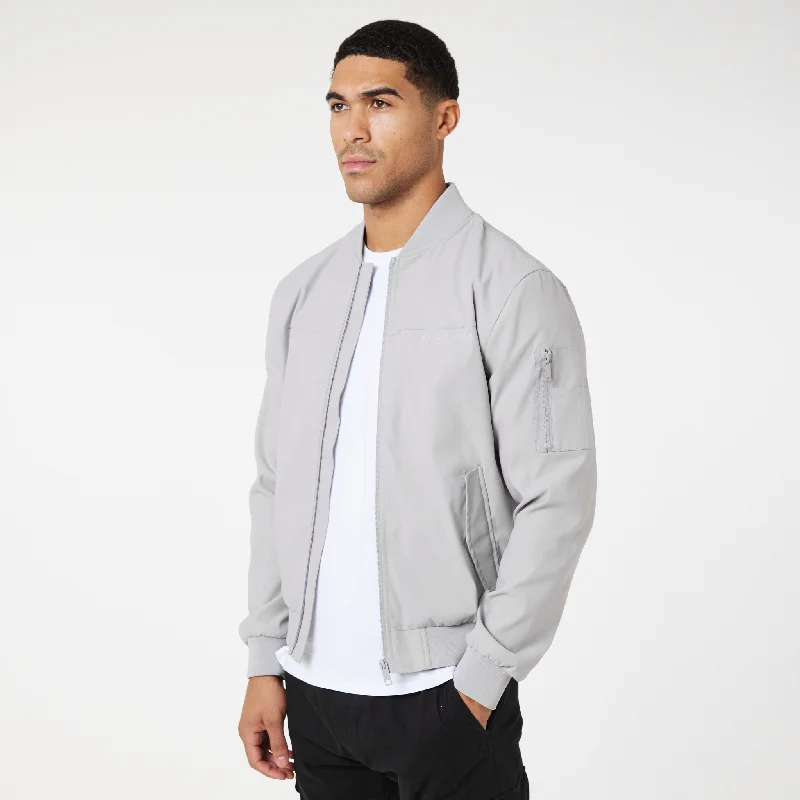 Light Jacket for Easy Layering-Premium Bomber Jacket | Ice Grey