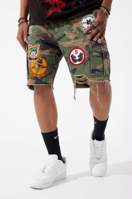 Relaxed Cargo Shorts for Comfort and Function-Retro - War Angel Cargo Shorts (Vintage Camo Diary)