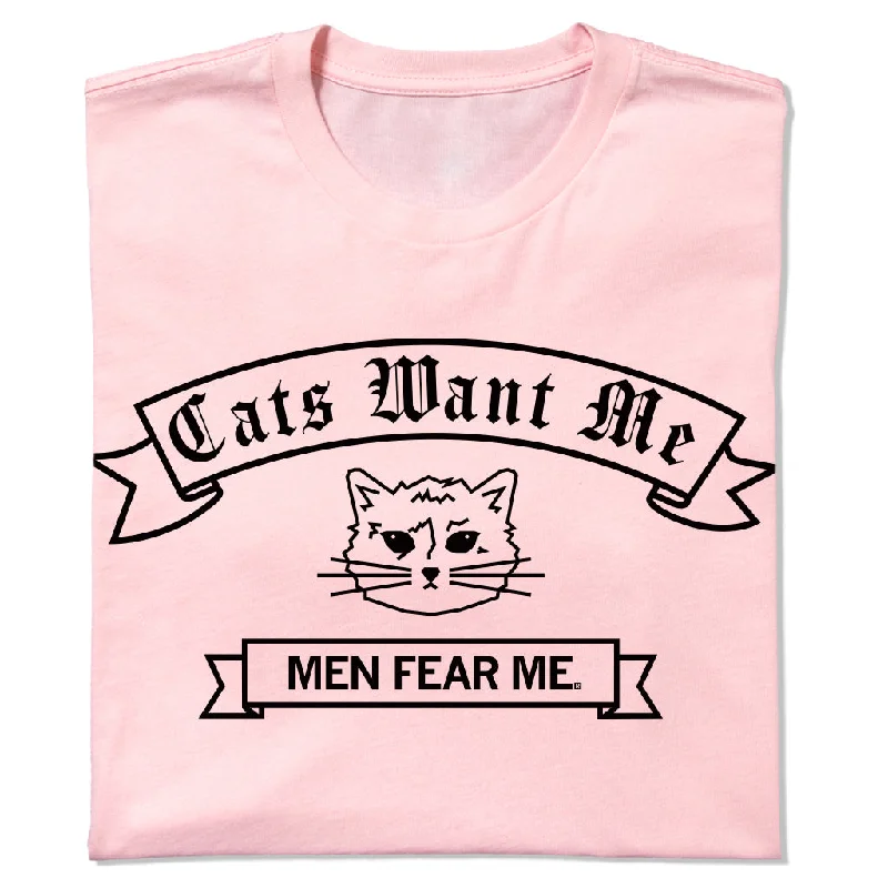 Lightweight T-Shirt for Hot Weather-Cats Want Me Men Fear Me Pink