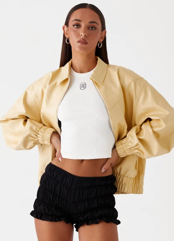 Leather Jackets for Bold Fashion-Holland Bomber Jacket - Yellow