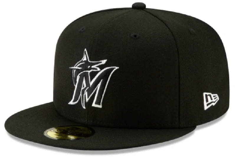 Beach Hats for Sunny Days-MIAMI MARLINS NEW ERA HOME AUTHENTIC COLLECTION 59FIFTY FITTED-ON-FIELD COLLECTION-BLACK