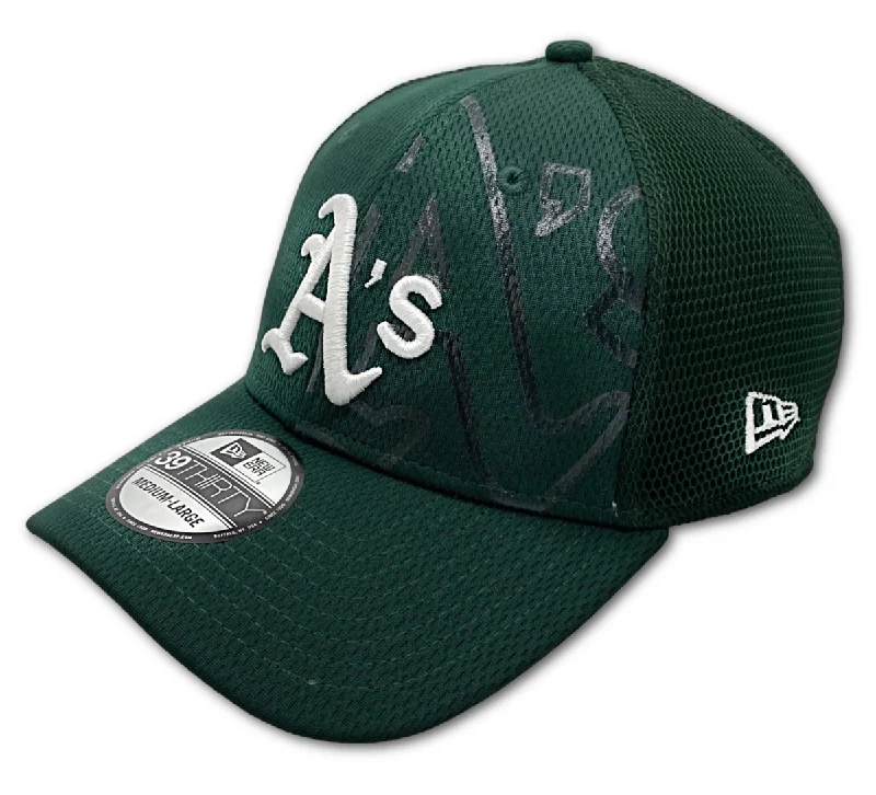 Trendy Newsboy Hats for Retro Styles-Oakland Athletics Team Mesh 39THIRTY- green