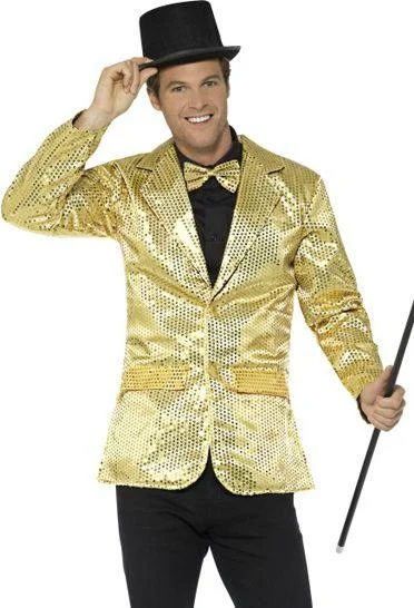 Modern Jackets for Street Style-Men's Gold Sequin Jacket