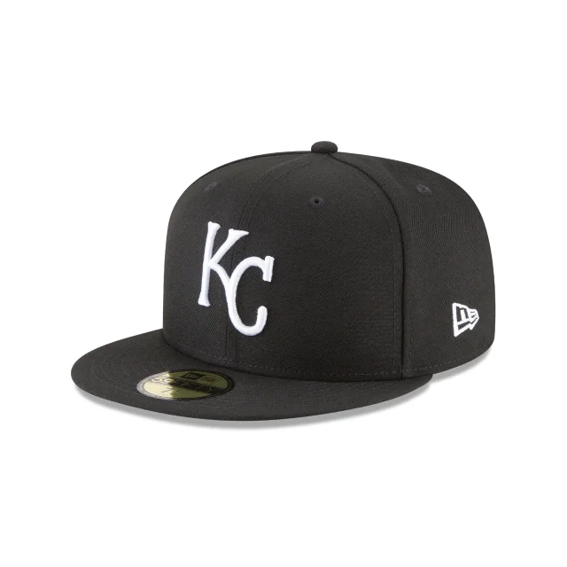 Bucket Hats for Men and Women-KANSAS CITY ROYALS NEW ERA MLB BASIC 59FIFTY FITTED-BLACK/WHITE