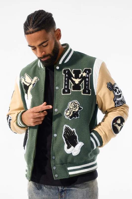 Slim Fit Jackets for Modern Looks-Fallen Angels Varsity Jacket (Pine)