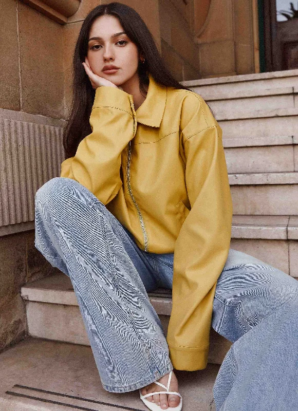 Heavy Duty Jackets for Tough Jobs-Elara Oversized Jacket - Yellow