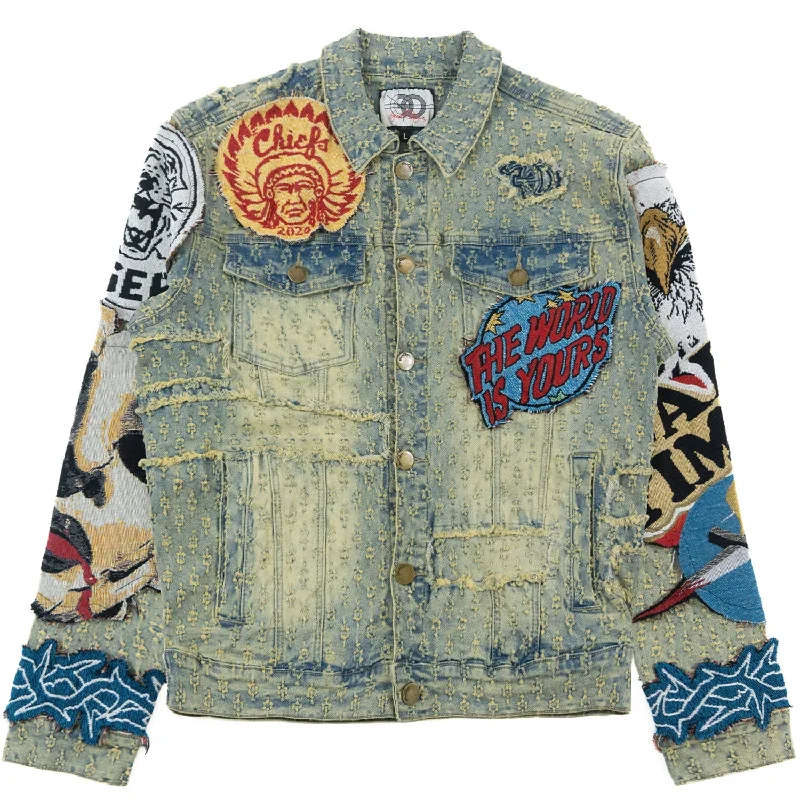 Casual Jackets for Everyday Wear-F1055 Brave Heart Denim Jacket - Dirt