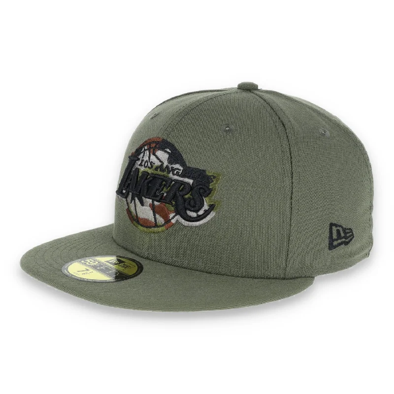 Sun Hats for Beach and Outdoor Wear-LOS ANGELES LAKERS NEW ERA HWC BASIC FITTED 59FIFTY-DARK GREEN/CAMO