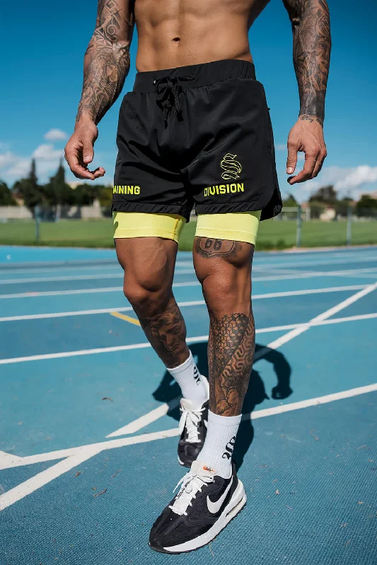 Stylish Bermuda Shorts for Beach Vibes-Venom 365 Shorts - Black/Yellow