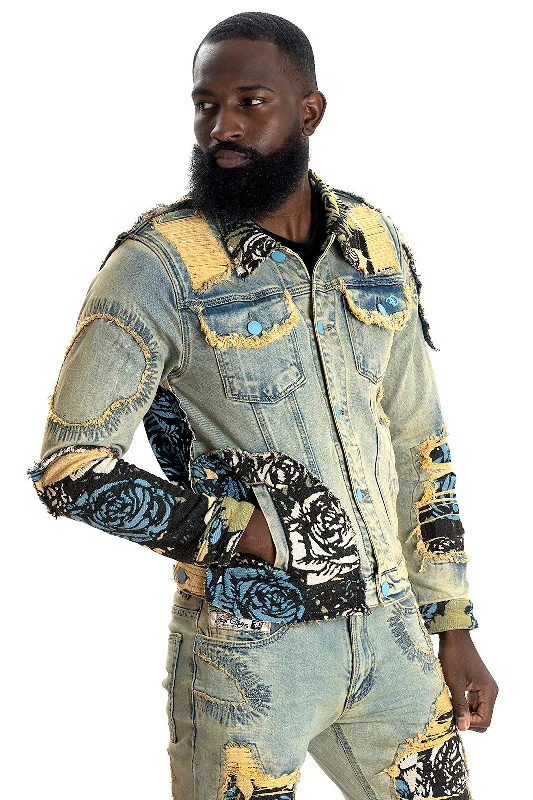 Bomber Jackets for a Cool Vibe-F1044 Cashay Tapestry Denim Jacket - Dirt