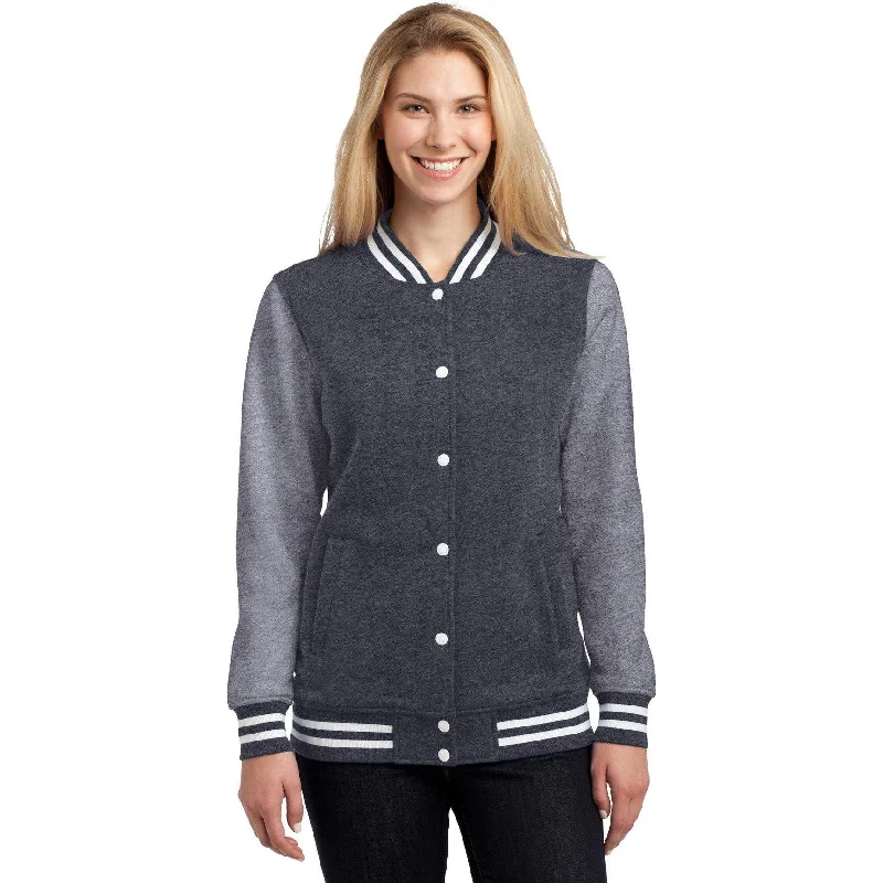 Cozy Jackets for Weekend Wear-CLOSEOUT - Sport-Tek Ladies Fleece Letterman Jacket