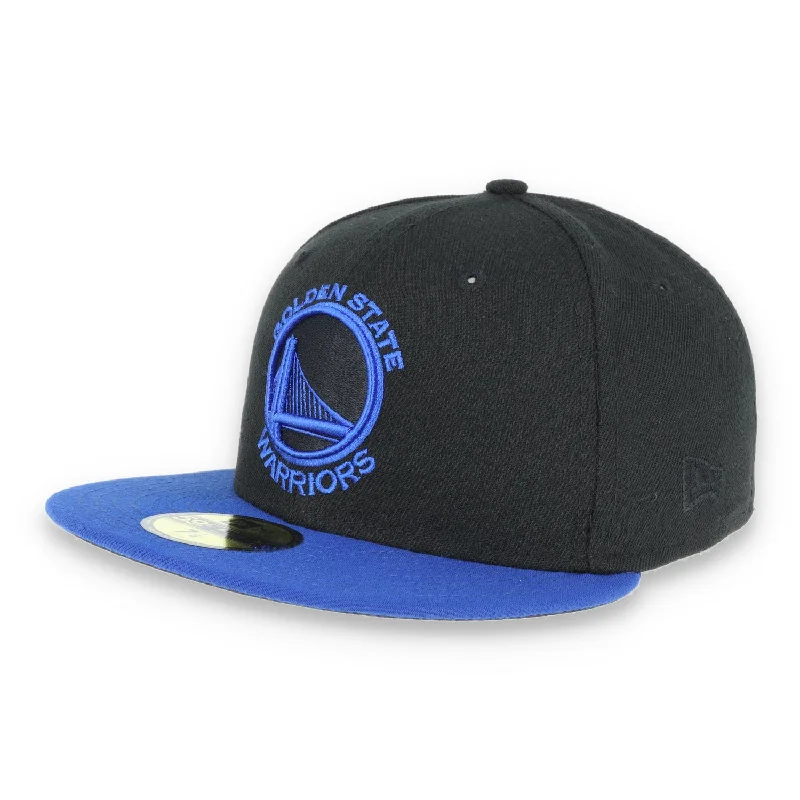 Embroidered Hats for Custom Designs-GOLDEN STATE WARRIORS basic 59fifty cap -black/blue