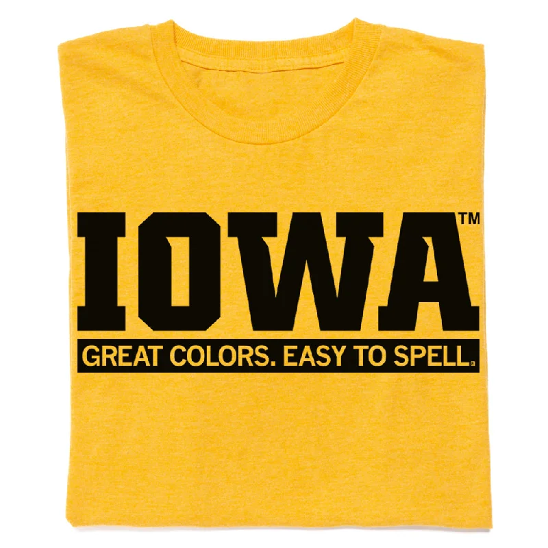 Premium Cotton T-Shirt for Everyday Wear-Iowa: Great Colors Easy To Spell Gold