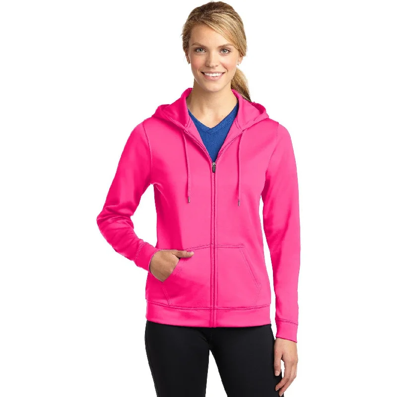 Casual Hooded Jackets for Relaxed Days-CLOSEOUT - Sport-Tek Ladies Sport-Wick Fleece Full-Zip Hooded Jacket