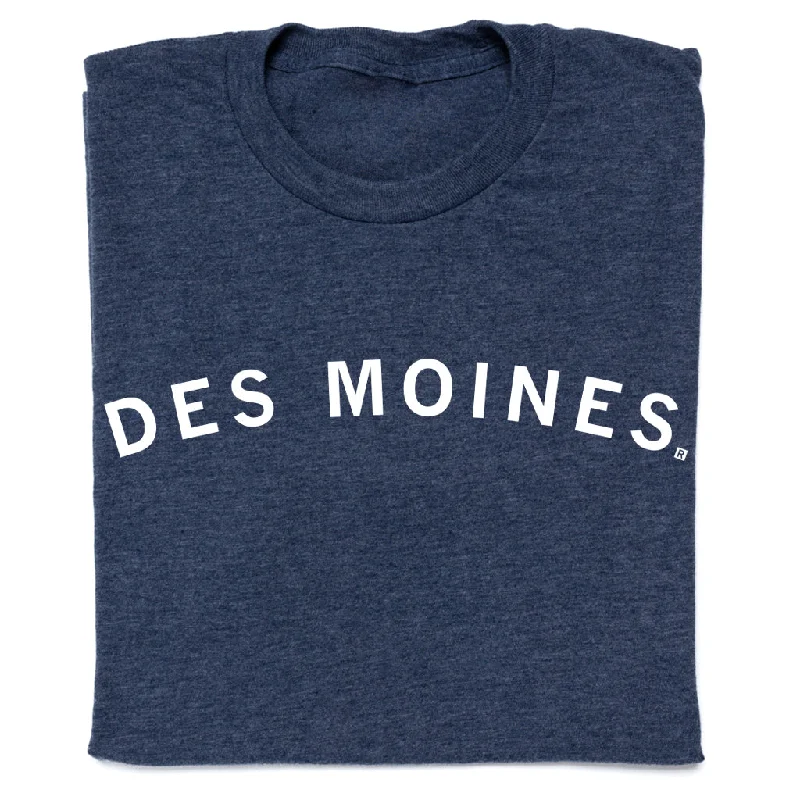 Funny T-Shirt for Casual Outfits-Des Moines Curved Logo