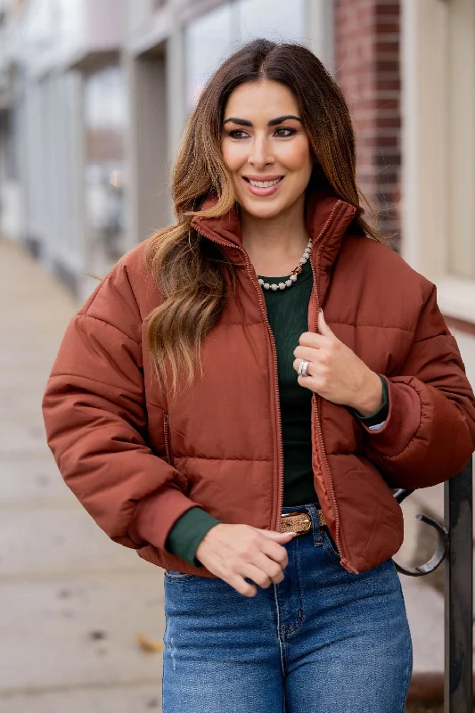 Rainproof Jackets for Outdoor Protection-Cozy Cropped Puffer Jacket