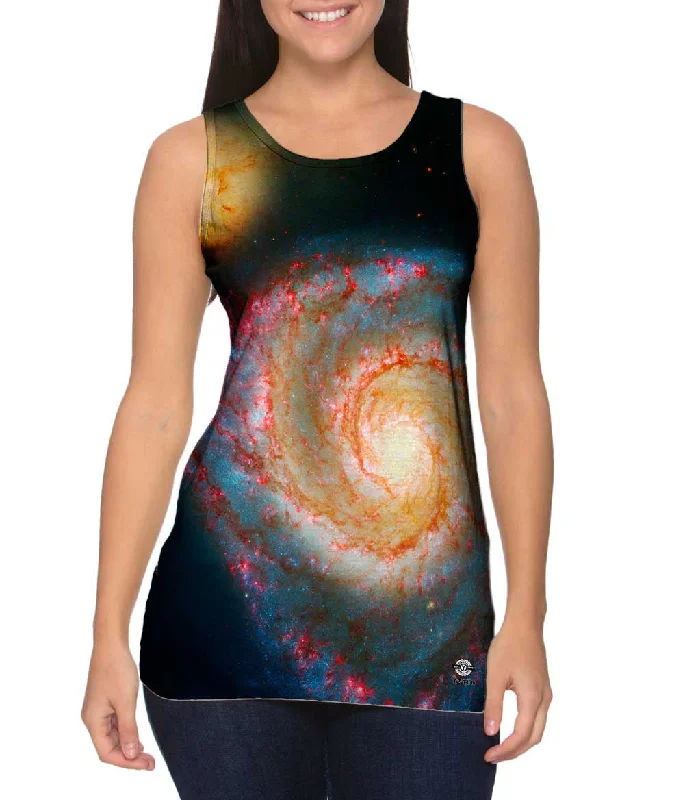 Casual Fleece Vests for Fall Weather-Space Galaxy Messier 51