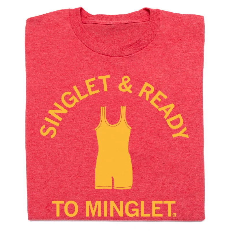 Sporty T-Shirt for Active Outfits-Singlet & Ready To Minglet Red & Gold