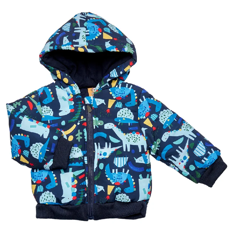 Fashion Forward Jackets for Statement Outfits-Baby Padded Microfibre Jacket - Dino (6-24) 04JTC9215