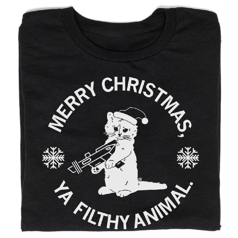 Sporty T-Shirt for Active Outfits-Merry Christmas Ya Filthy Animal