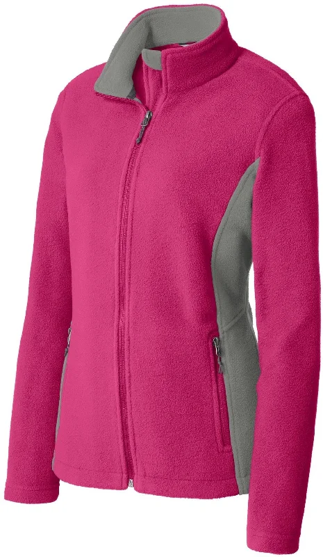 Soft Shell Jackets for Outdoor Exploration-CLOSEOUT - Port Authority Ladies Colorblock Value Fleece Jacket