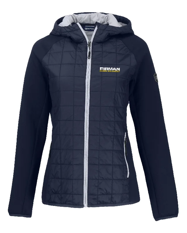 Commuter Jackets for Work and Travel-Cutter & Buck Rainier Primaloft Eco Ladies Full Zip Hybrid Jacket