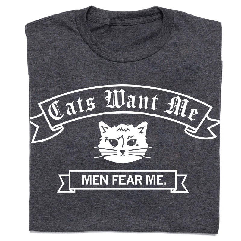 T-Shirt for Workout and Gym Sessions-Cats Want Me Men Fear Me Charcoal