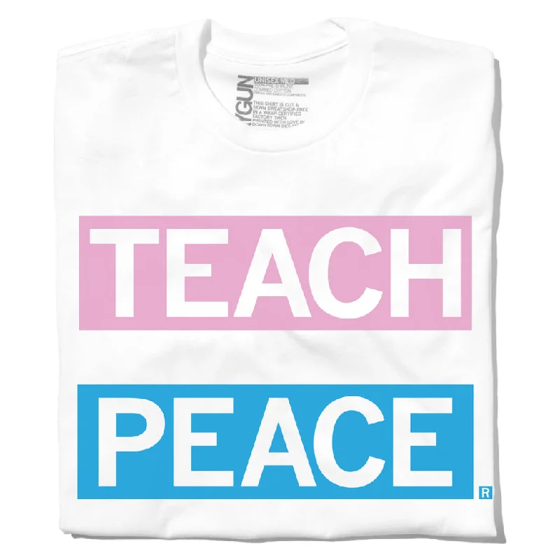 Stretch T-Shirt for Active Movement-Teach Peace Trans Flag