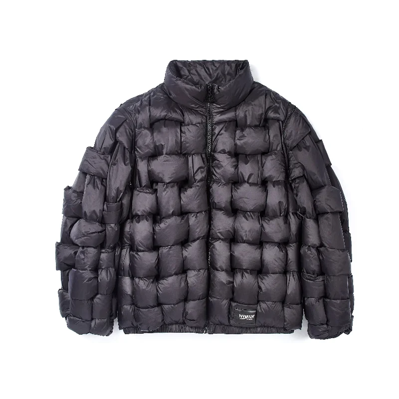 Puffer Jackets for Ultimate Warmth-QUILTED NYLON PUFFER JACKET IN BLACK