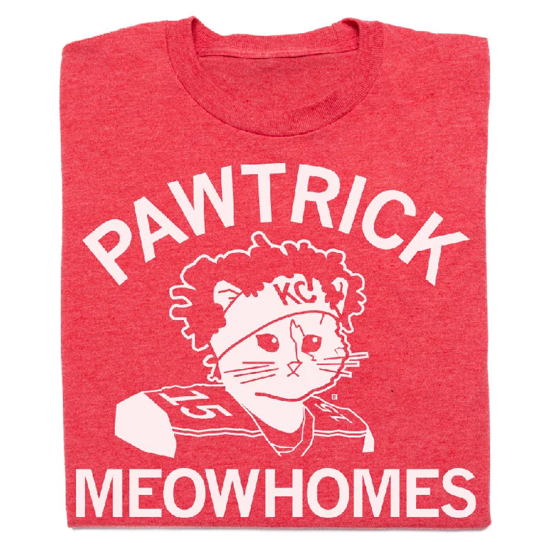 Minimal Print T-Shirt for Subtle Style-Pawtrick Meowhomes Red