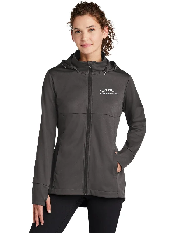 Warm Jackets for Winter Adventures-Sport-Tek Ladies Hooded Soft Shell Jacket