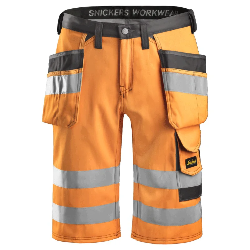 Warm Weather Shorts for Easy Comfort-Snickers 3033 Hi-Vis Holster Pocket Shorts, Class 1 Various Colours