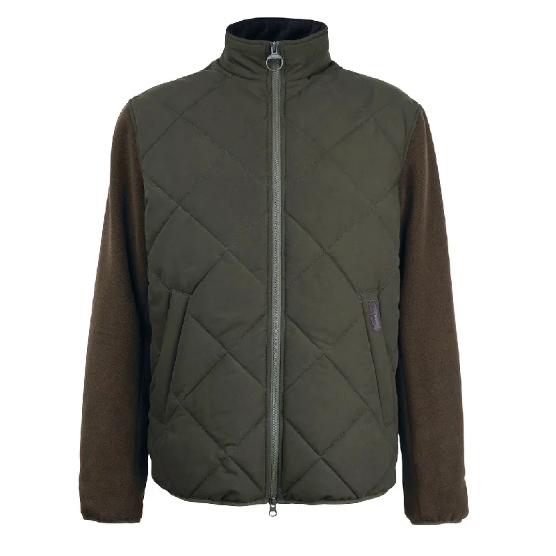 Reflective Windbreakers for Safety and Comfort-Barbour Hybrid Fleece Jacket Olive