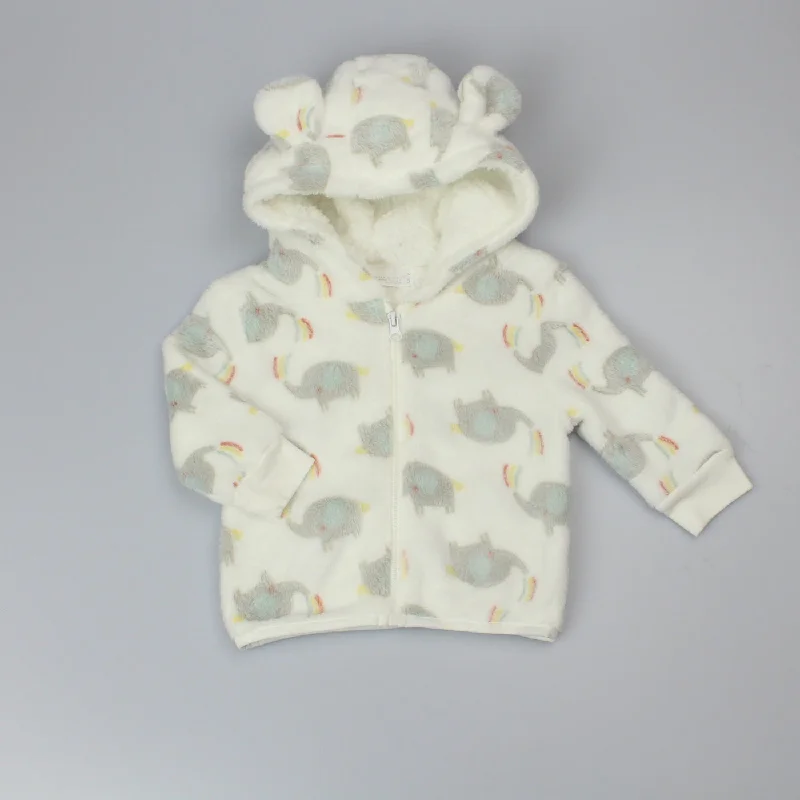 Soft Shell Jackets for Everyday Comfort-Baby Unisex Off-Set Plush Jacket - Elephant (PK6) (6-24m) F32569