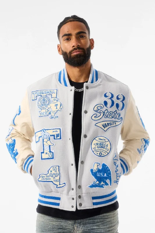 Bomber Jackets for a Cool Vibe-All American Varsity Jacket (Stone)