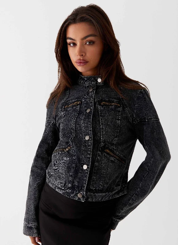 Slim Fit Jackets for Modern Looks-Another Late Night Denim Jacket - Charcoal