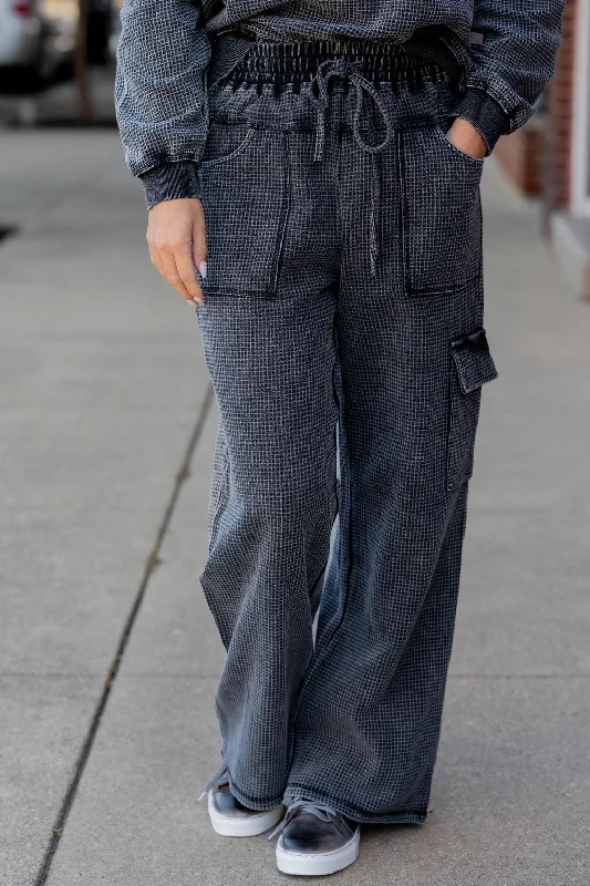 Cargo Pants for Practical Use-Waffled Vintage Washed Cargo Sweatpants