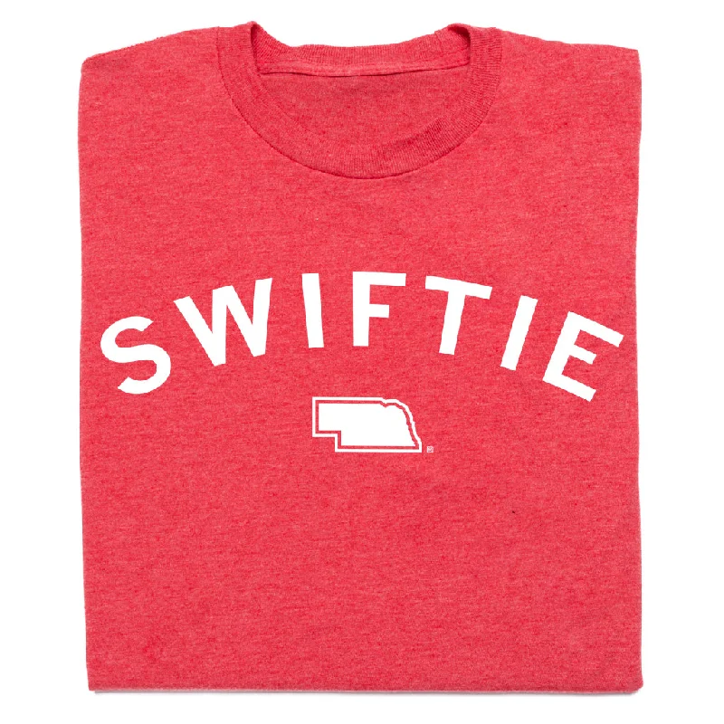 Stretch T-Shirt for Active Movement-Nebraska Swiftie Red & White