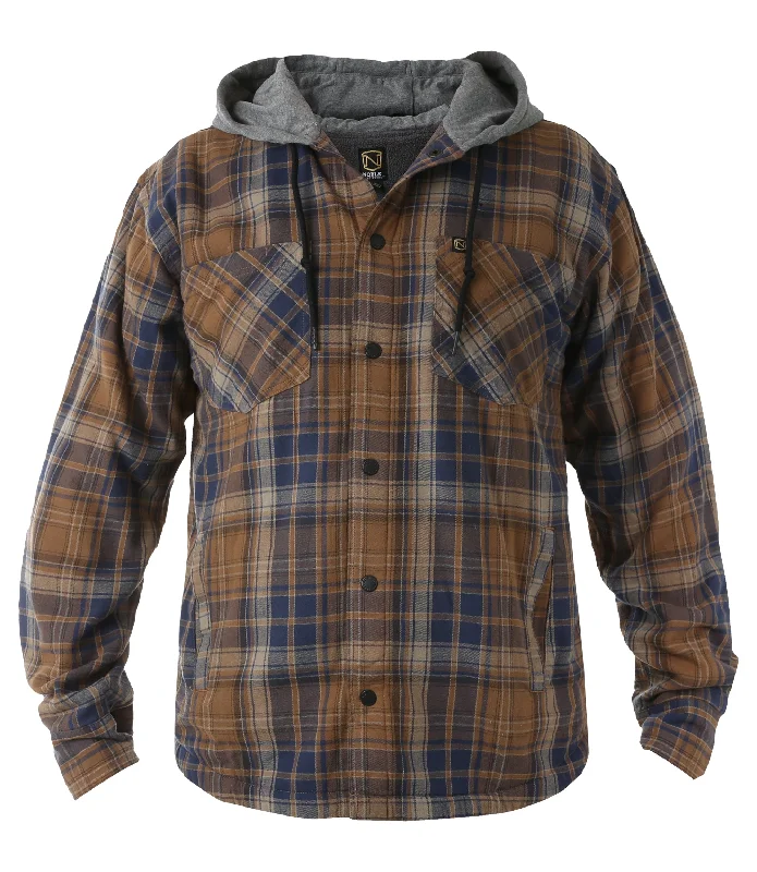 Quilted Jackets for Insulation-Men's Hooded Fleece Lined Flannel Shirt Jacket