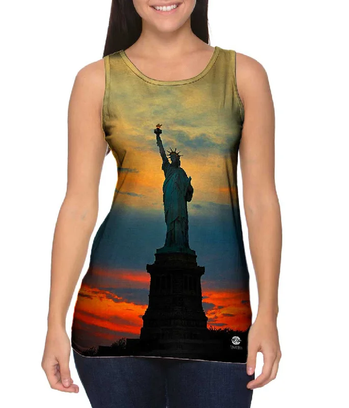 Tailored Vests for Smart Casual Wear-Statue Of Liberty Golden Sunset