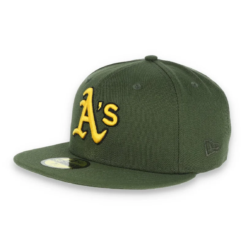 Comfortable Sun Hats for Outdoor Activities-Oakland Athletics New Era 59Fifty Cap-OLIVE/yellow