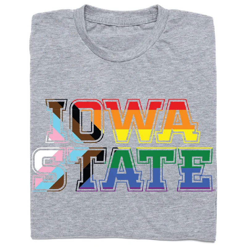 Bold T-Shirt for Making a Statement-ISU Text Progress Pride Flag