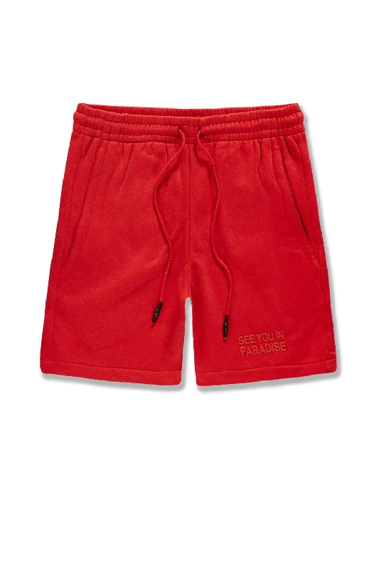 Colorful Shorts for Vibrant Summer Outfits-Big Men's Retro Paradise Tonal Shorts (Red)