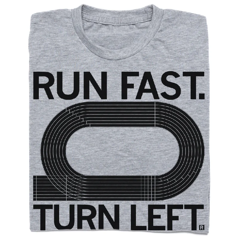 Slim Fit T-Shirt for a Sleek Look-Run Fast Turn Left Black & Grey