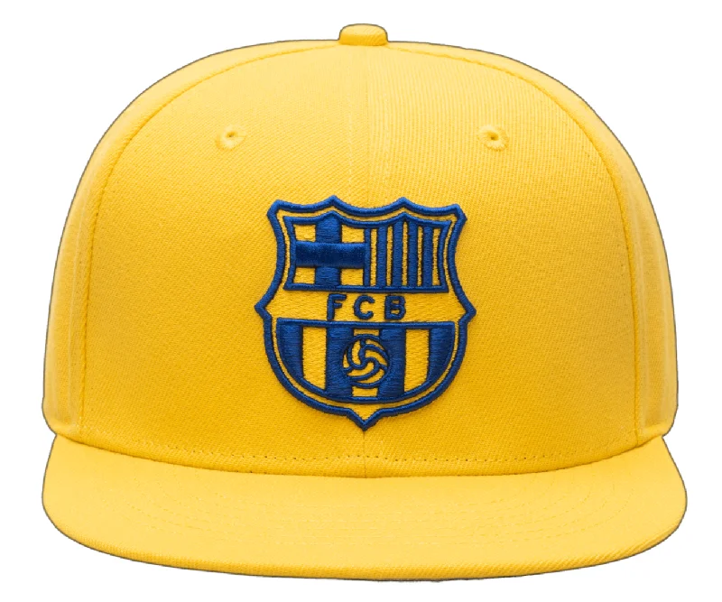 Packable Hats for Travel-FC BARCELONA RETRO CAPSULE SNAPBACK HAT- Cyber Yellow