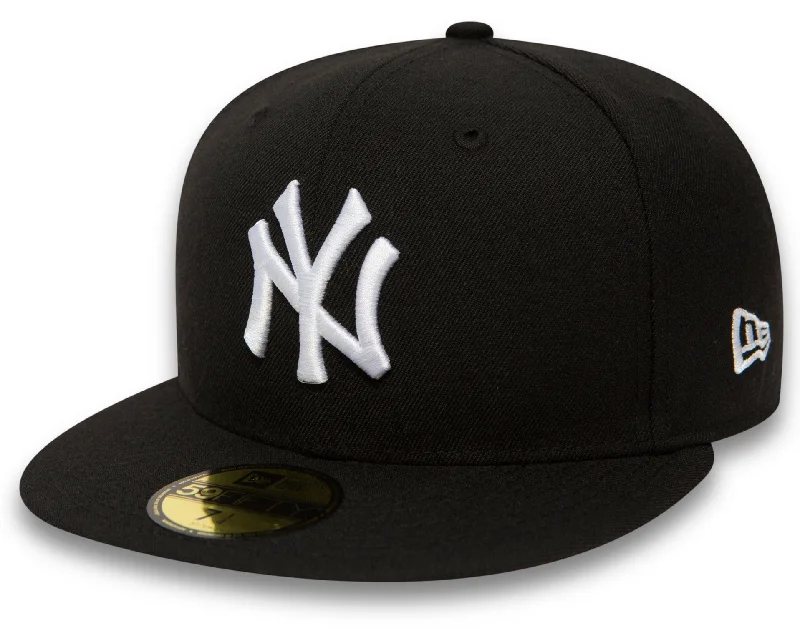 Comfortable Sun Protection Hats for Beach Days-New York Yankees New Era 59Fifty MLB Black Baseball Cap