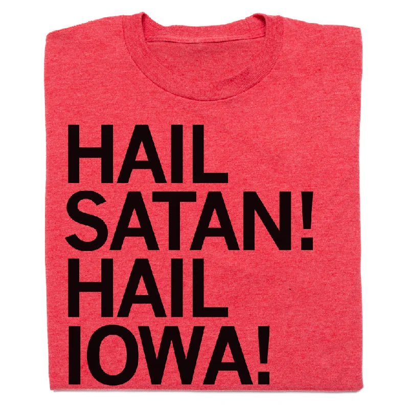 Minimal Print T-Shirt for Subtle Style-Hail Satan Hail Iowa