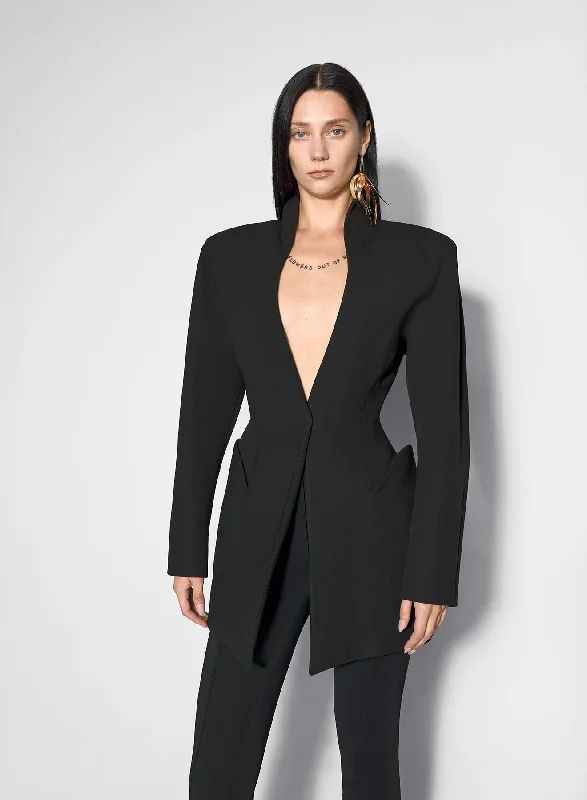 Cozy Jackets for Weekend Wear-black sculptural long jacket