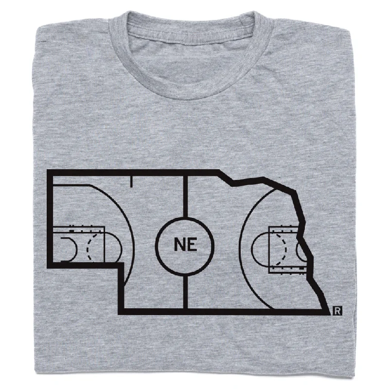 Soft T-Shirt for Comfortable Travel-Nebraska Outline Basketball Grey